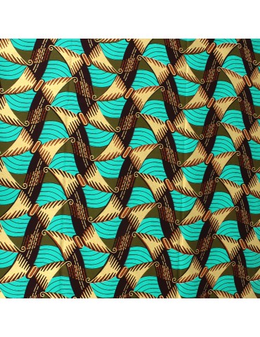 Tissu wax hollandais 100 % coton africain turquoise
