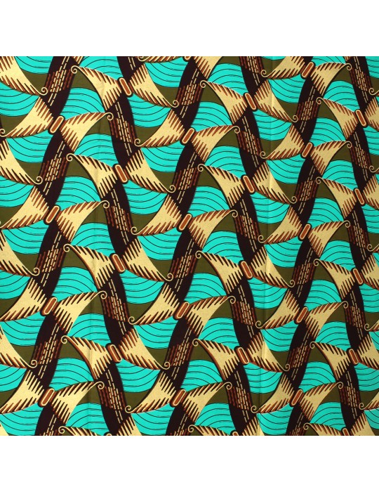Tissu wax hollandais 100 % coton africain turquoise