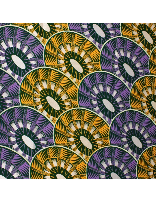 Tissu wax hollandais 100 % coton africain violet/orange