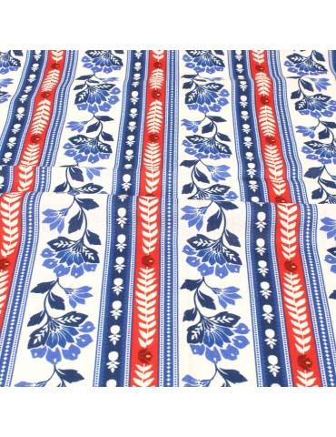 Coupon coton floral écru 50 x 140 cm