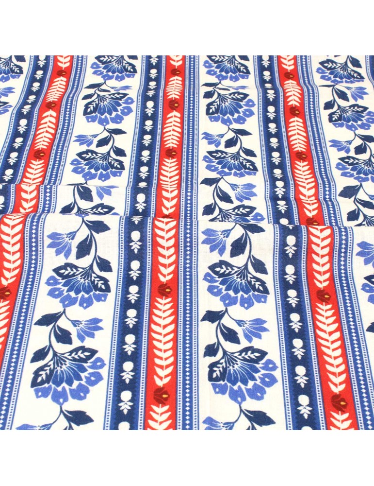 Coupon coton floral écru 50 x 140 cm