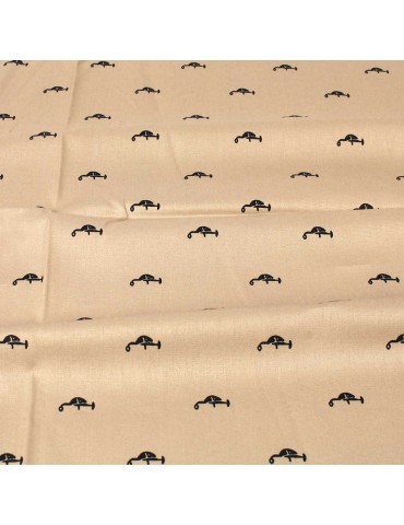 Coupon coton imprimé taupe 50 x 140 cm