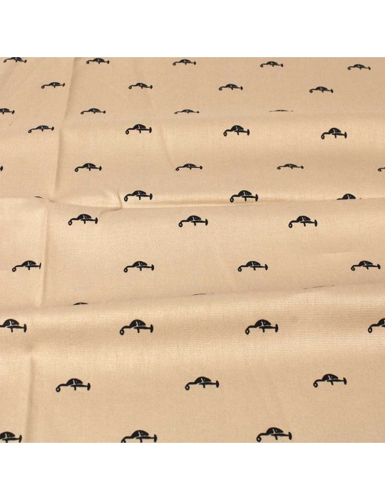 Coupon coton imprimé taupe 50 x 140 cm