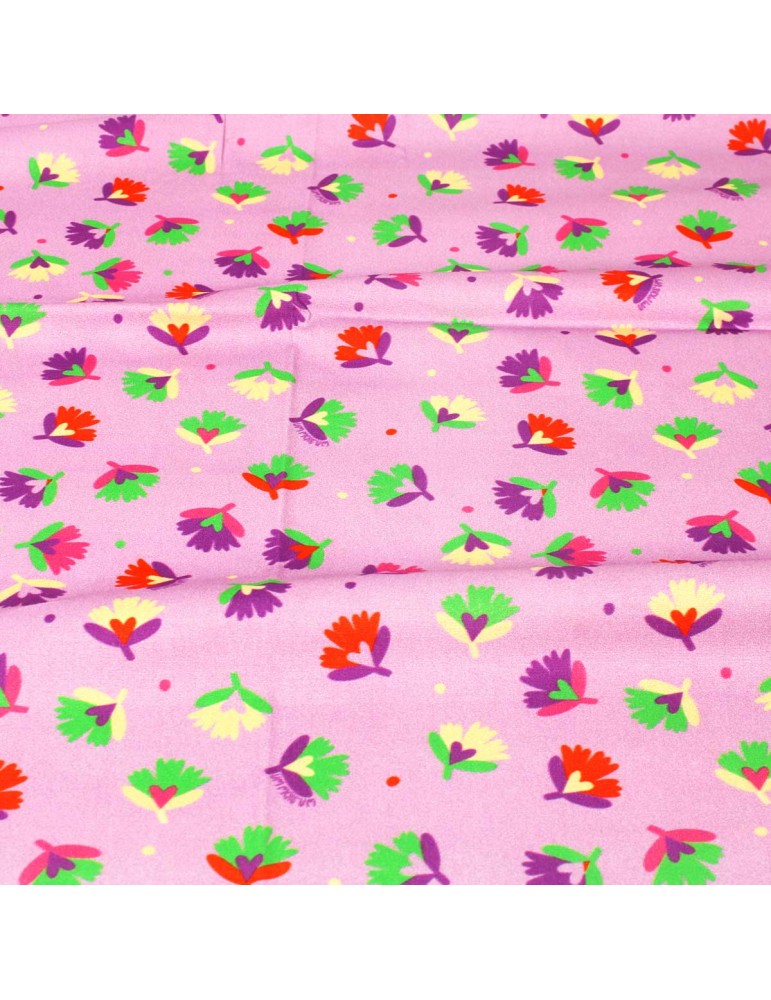 Coupon coton feuillage violet 50 x 140 cm