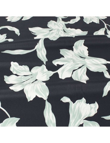 Coupon coton fleurs marine 50 x 140 cm