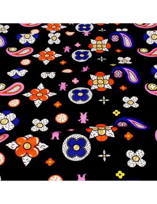 Coupon coton fantaisie noir 50 x 140 cm