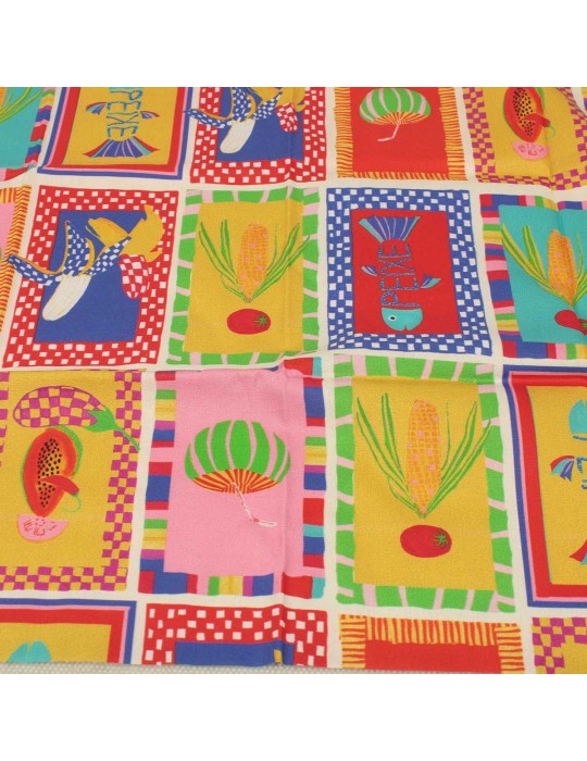 Coupon patchwork fruits/légumes multicolore 45 x 50 cm