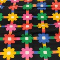 Coupon patchwork fleurs/quadrillage noir 45 x 50 cm