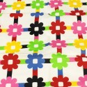 Coupon patchwork fleurs/quadrillage blanc 45 x 50 cm