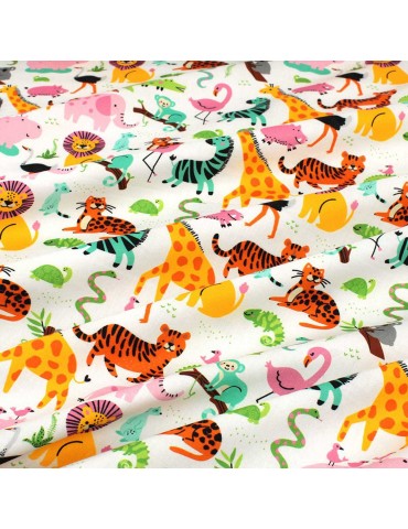 Coupon patchwork animaux/jungle blanc 45 x 50 cm