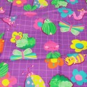 Coupon patchwork insectes/végétal violet 45 x 50 cm Coupon patchwork insectes/végétal violet 45 x 50 cm