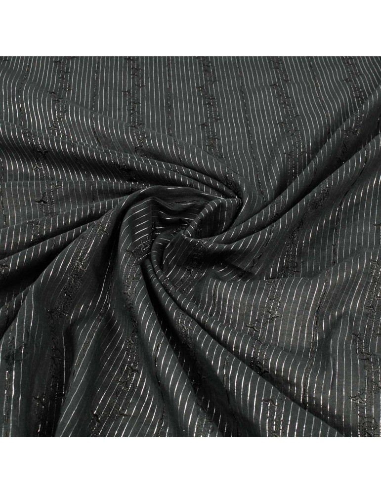 Tissu voile brodé argent/noir Tissu voile brodé argent/noir
