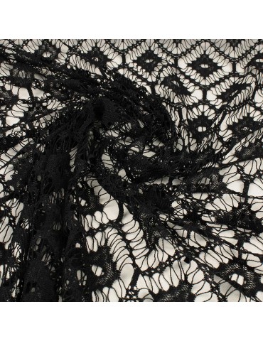 Tissu dentelle uni noir