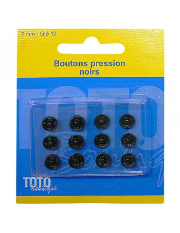 Boutons pressions métalliques noirs 7 mm