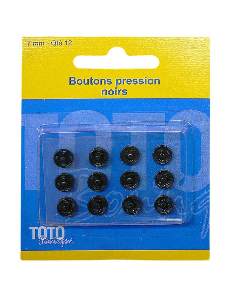 Boutons pressions métalliques noirs 7 mm