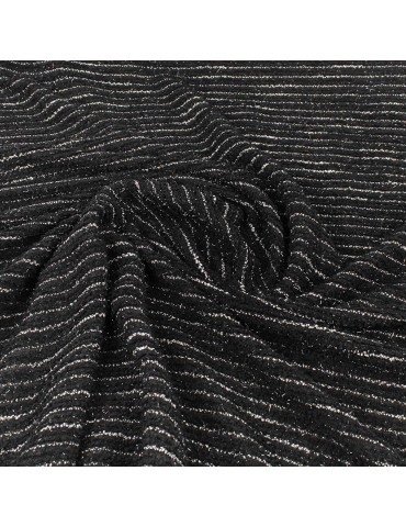 Tissu jersey brillant/rayé noir