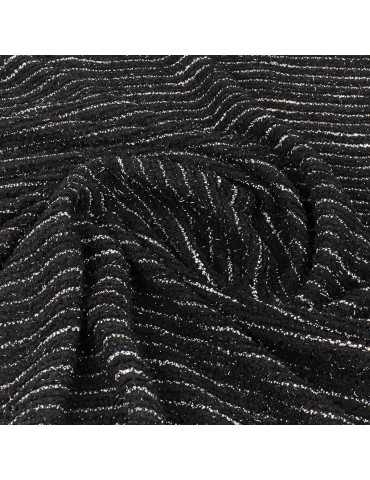 Tissu jersey brillant/rayé noir