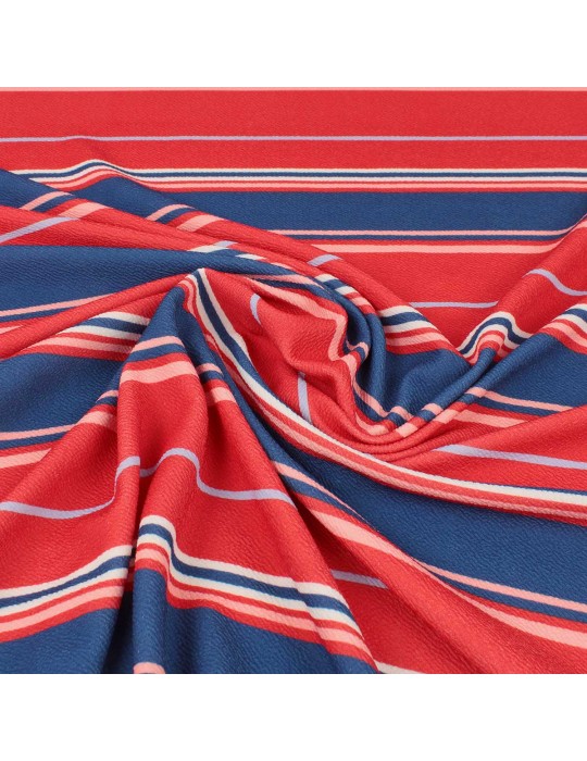 Tissu jersey rayé bleu/rouge
