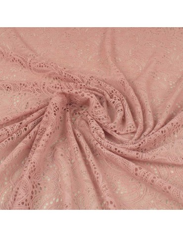 Tissu dentelle végétal rose