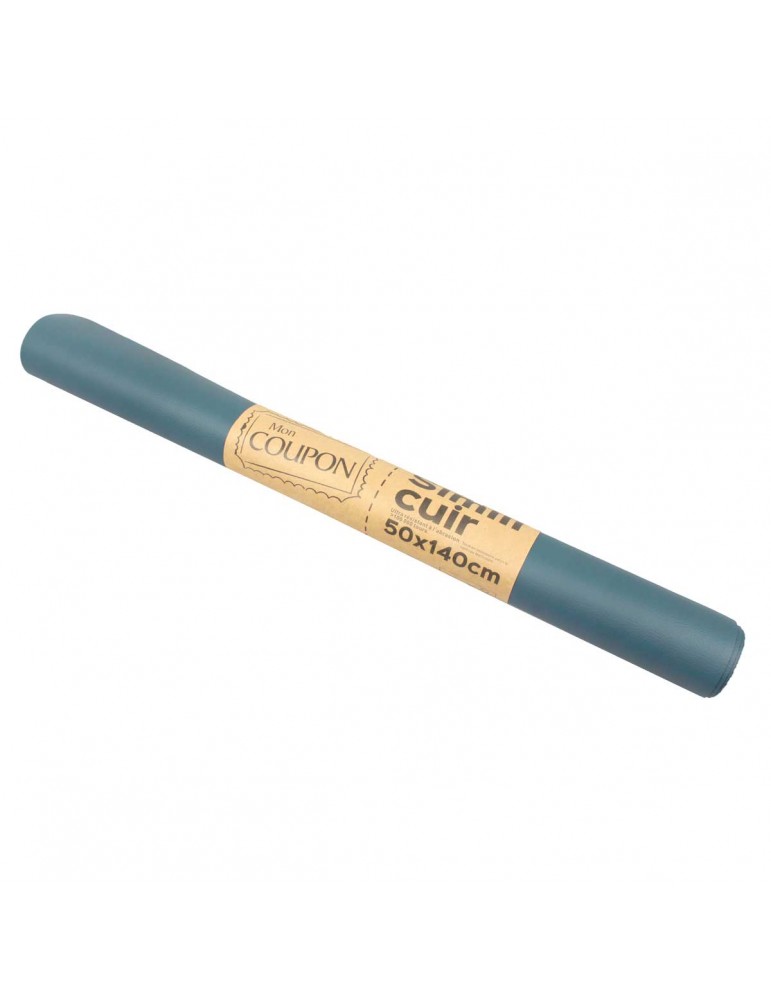 Coupon simili cuir bleu canard 50 x 140 cm Coupon simili cuir bleu canard 50 x 140 cm