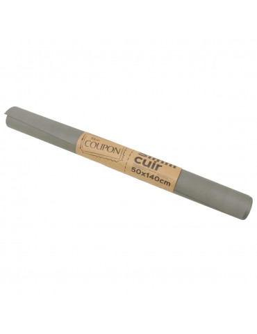 Coupon simili cuir gris 50 x 140 cm