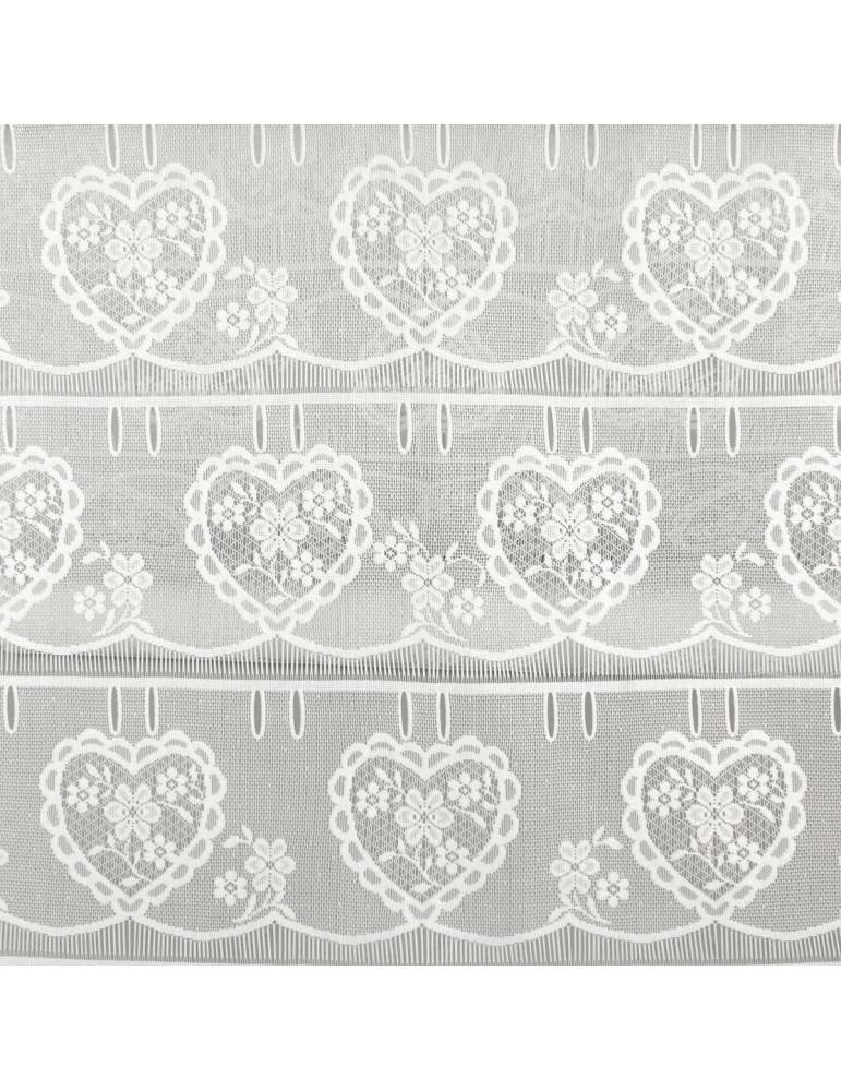 Voilage modulable cœurs blanc 90 cm Voilage modulable cœurs blanc 90 cm