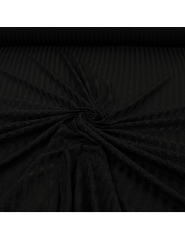 Tissu jersey côtelé uni noir Tissu jersey côtelé uni noir