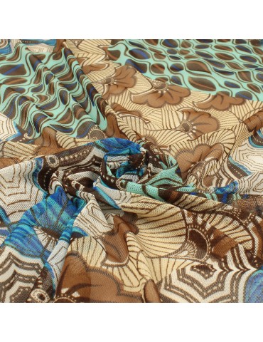 Tissu résille maille floral marron