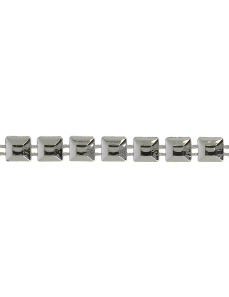 Galon carré à perles 10 mm  argenté