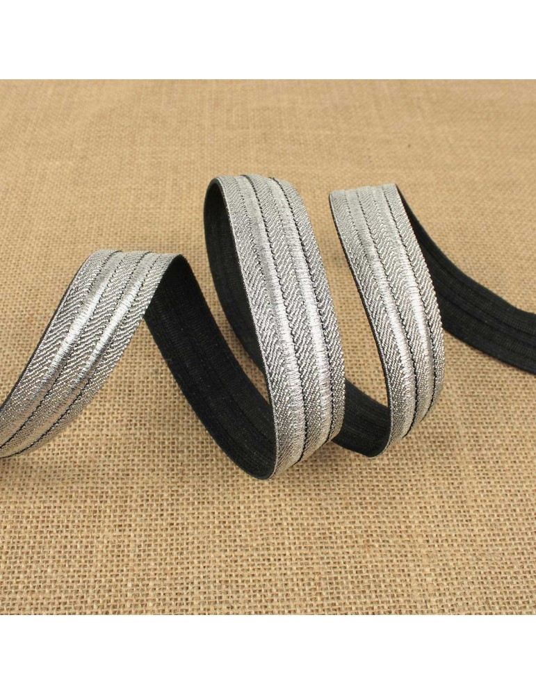 Elastique métal argenté 25 mm Elastique métal argenté 25 mm