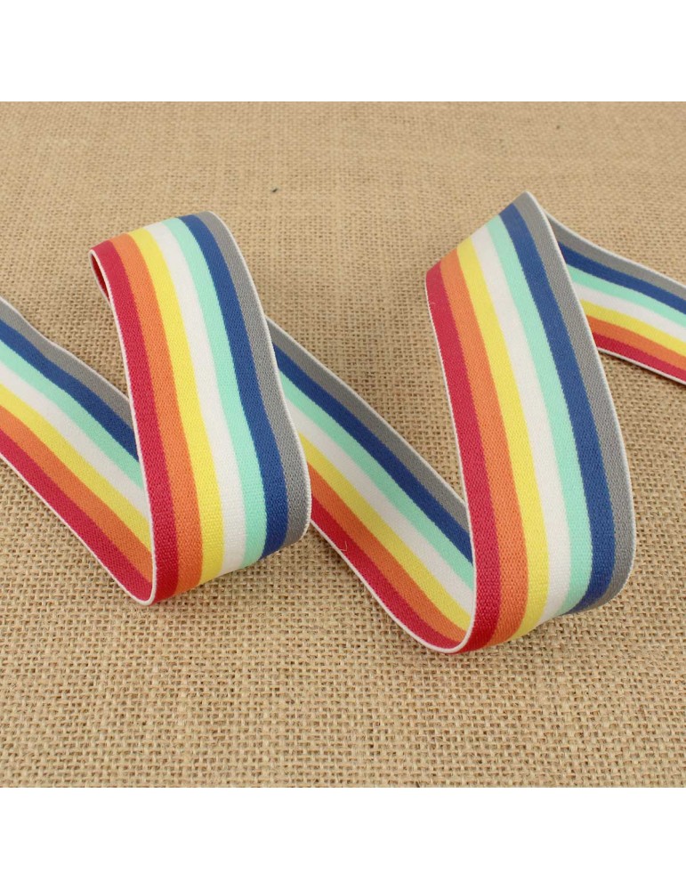 Elastique stripe multicolore 40 mm Elastique stripe multicolore 40 mm