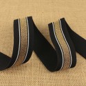 Elastique stripe métal noir/argent 40 mm