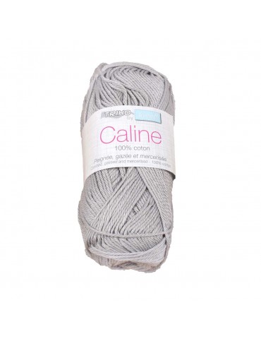 Pelote fil à  tricoter caline 100 % coton gris