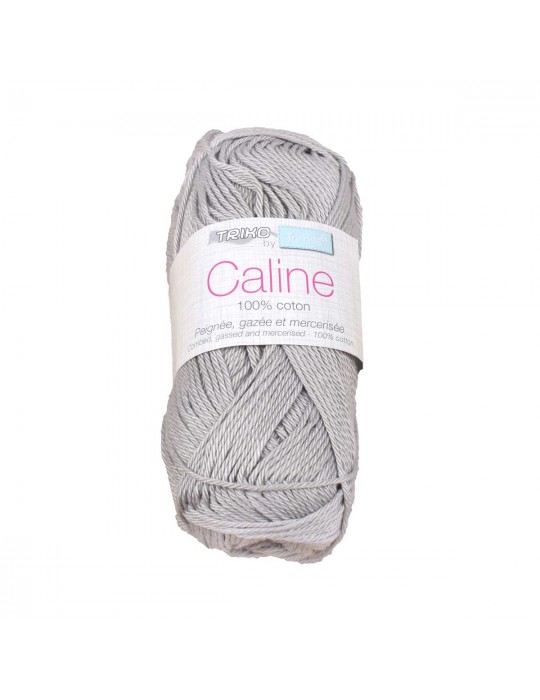 Pelote fil à  tricoter caline 100 % coton gris