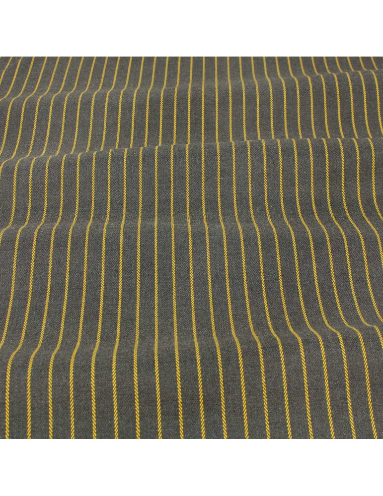 Tissu aspect laine rayure gris