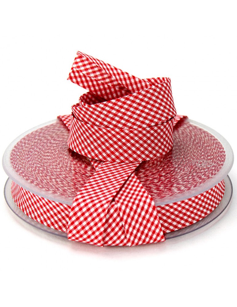 Biais vichy tissé 20 mm rouge Biais vichy tissé 20 mm rouge