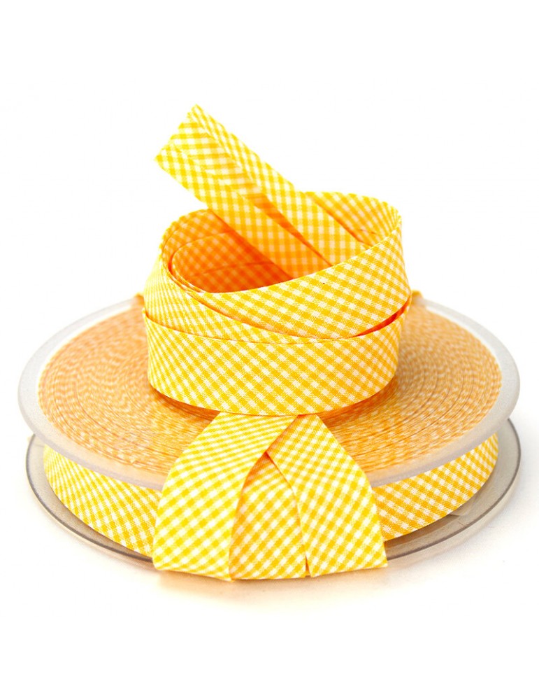 Biais vichy tissé 20 mm jaune Biais vichy tissé 20 mm jaune