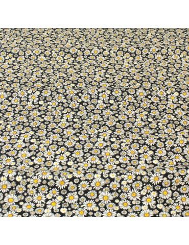 Tissu viscose marguerite noir