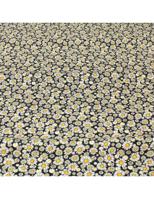 Tissu viscose marguerite noir