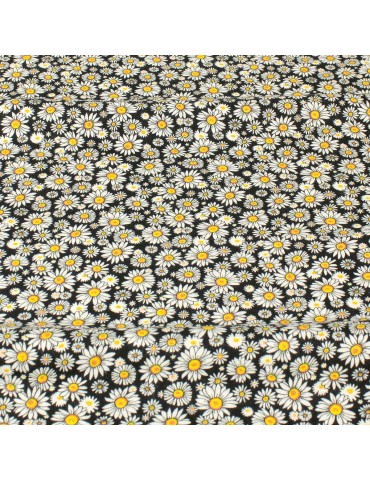 Tissu viscose marguerite noir