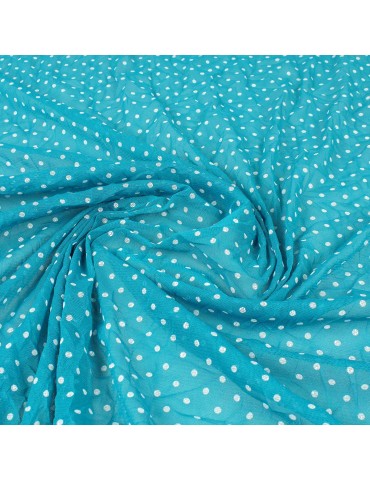 Tissu maille imprimé à pois turquoise