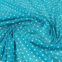 Tissu maille imprimé à pois turquoise