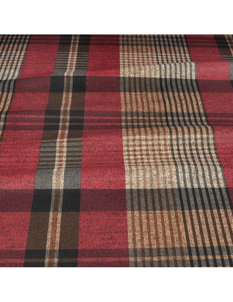 Tissu scuba carreaux bordeaux Tissu scuba carreaux bordeaux