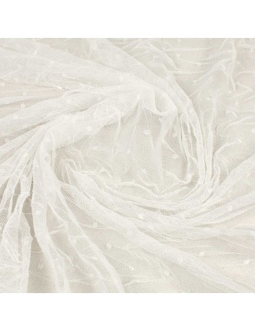 Tissu résille froissé à pois blanc