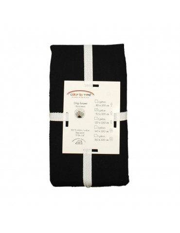 Drap housse 100 % coton 90 x 190 cm noir