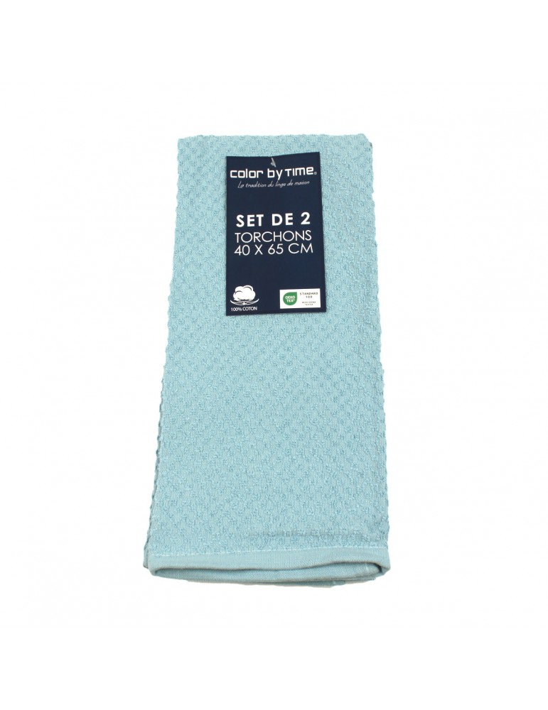 Set de 2 torchons éponge bleu ciel 40 x 65 cm Set de 2 torchons éponge bleu ciel 40 x 65 cm