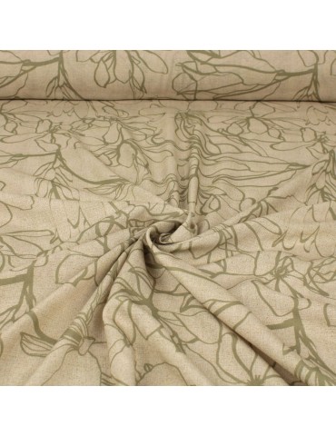 Tissu viscose imprimé fleurs beige