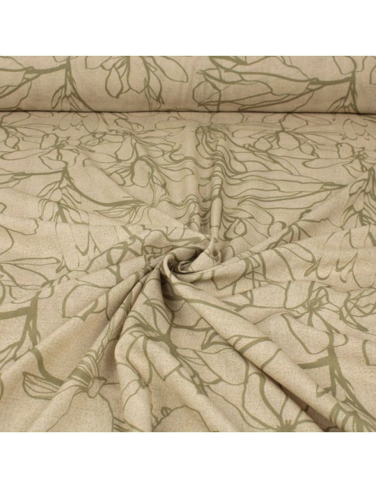 Tissu viscose imprimé fleurs beige