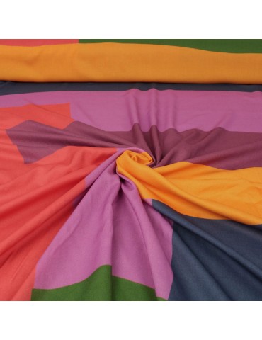 Tissu viscose imprimé géométrique multicolore