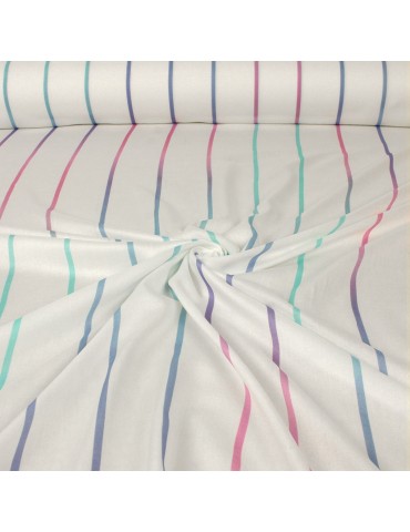 Tissu viscose imprimé rayures blanc